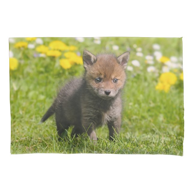 Funda De Cojín Cute Fluffy Red Fox Cub Baby Foto Animal - (Anverso)