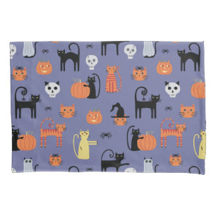 Funda De Cojín Cute gato Halloween Spooky Purple