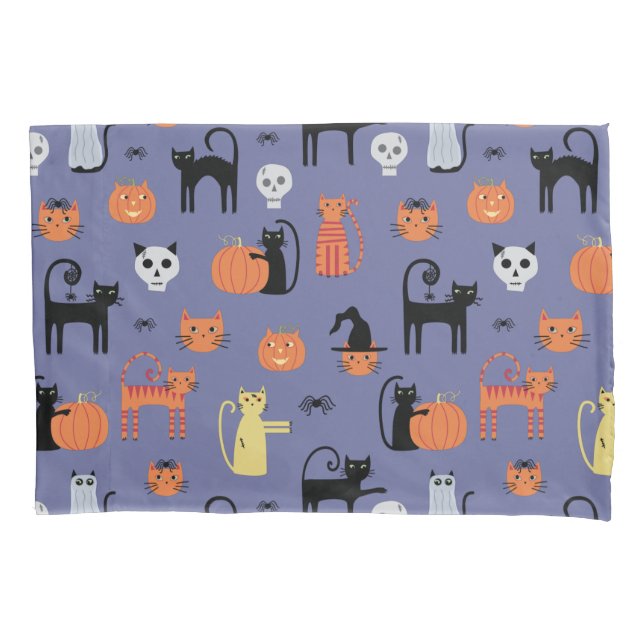 Funda De Cojín Cute gato Halloween Spooky Purple (Anverso-izquierdo)