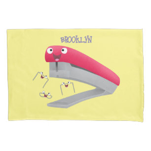 Funda De Cojín Cute grapadora roja feliz ilustración de dibujos a