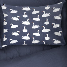 Cute Modern Blue Swan Pattern Pillowcase