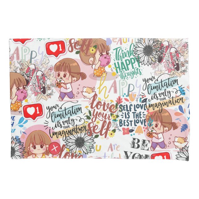 Funda De Cojín Cute Motivational – Positive Quote Kawaii  (Anverso)