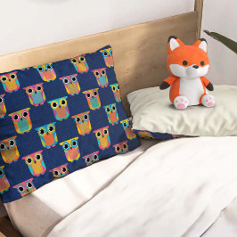 Funda De Cojín Cute Owl Pattern on Blue