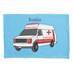 Funda De Cojín Cute red ambulance van cartoon