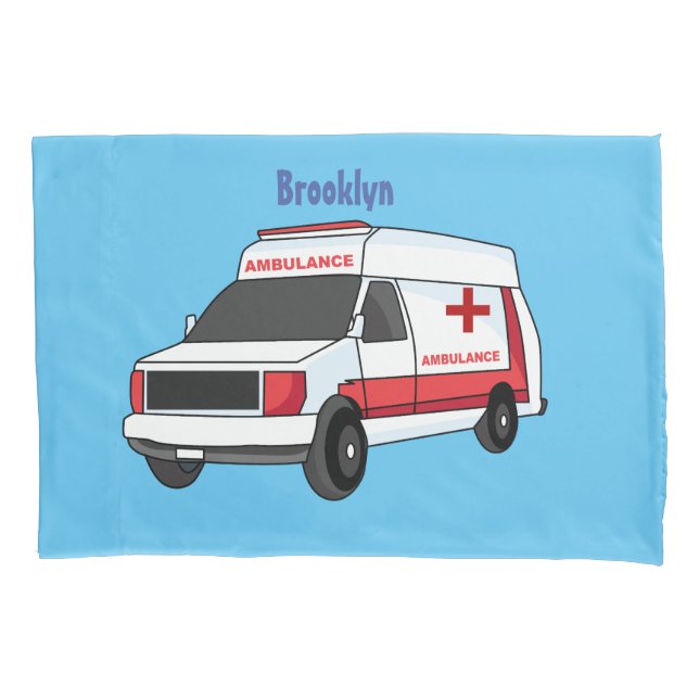 Funda De Cojín Cute red ambulance van cartoon (Anverso)