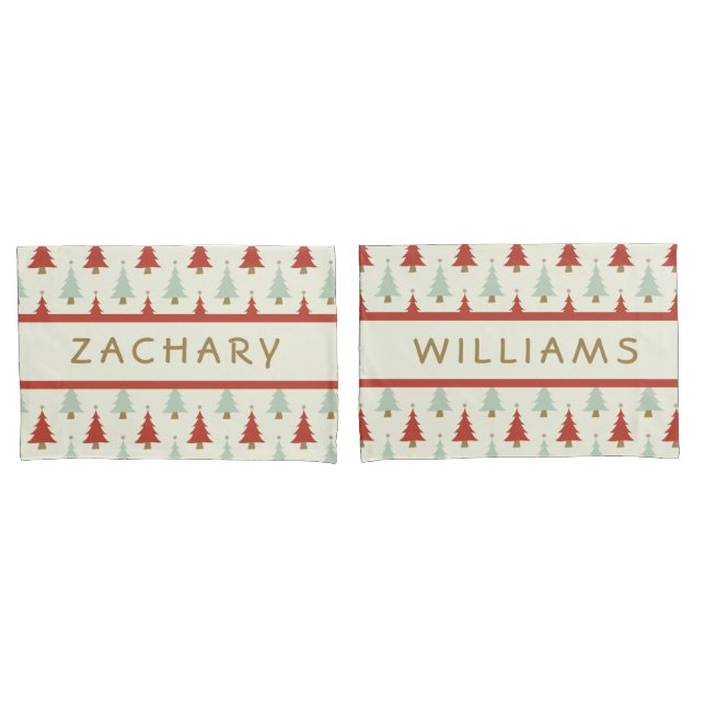 Funda De Cojín Cute Rustic Red Green Christmas Tree Kids (Anverso - Set)