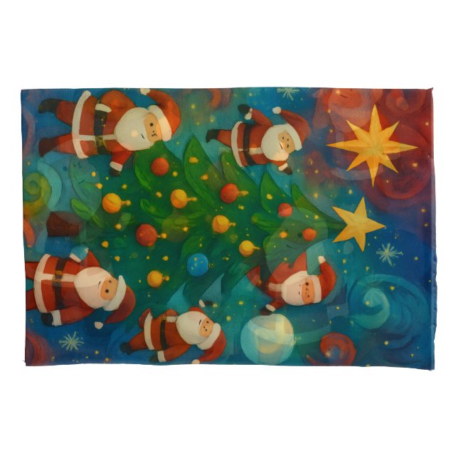 Funda De Cojín Cute Santa Claus Christmas Tree Illustration (Anverso)