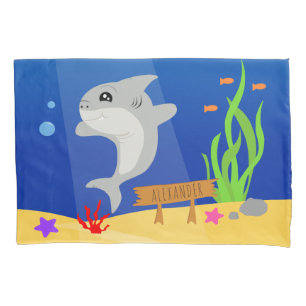 Funda De Cojín Cute Shark Kids Underwater Scene