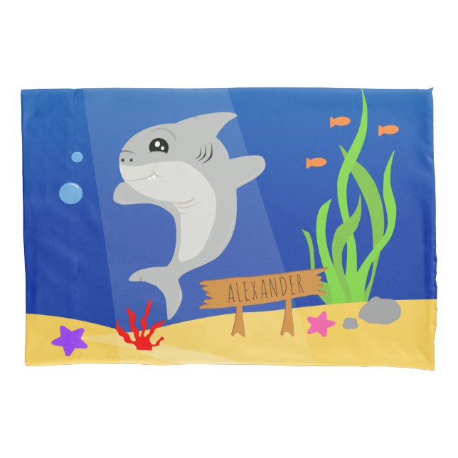 Funda De Cojín Cute Shark Kids Underwater Scene (Anverso)