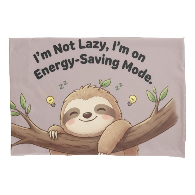 Funda De Cojín Cute Sloth "Energy-Saving Mode" (Anverso)