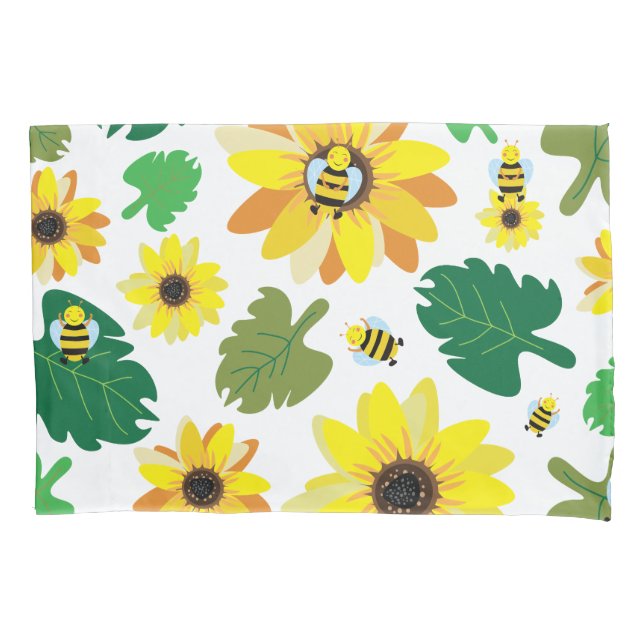 Funda De Cojín Cute Sunflower Bee (Anverso)