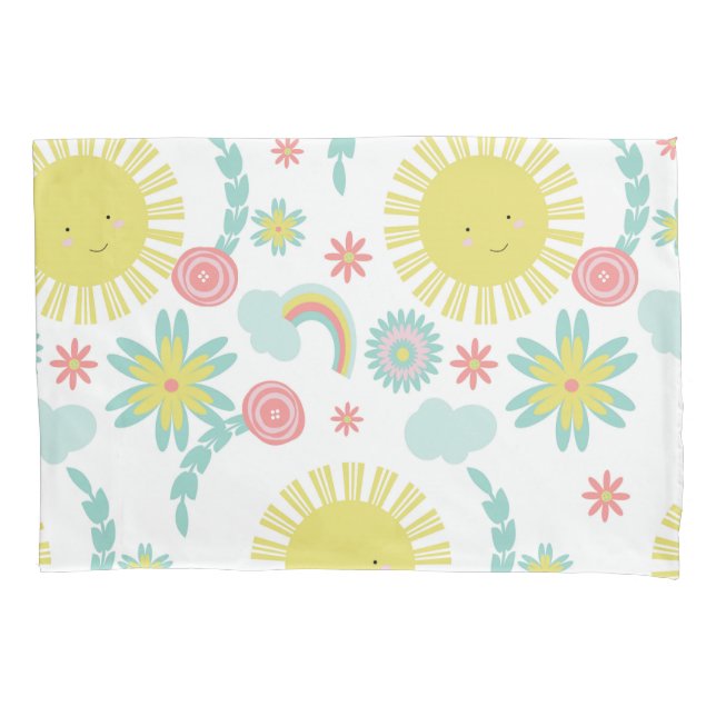 Funda De Cojín Cute Sunshine Arcoíris Floral Verano  (Anverso-izquierdo)