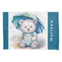 Cute Teddy Bear With Umbrella Boy Baby Shower Gift