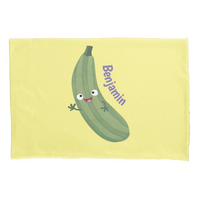 Funda De Cojín Cute zucchini feliz personalizado ilustracion (Anverso)