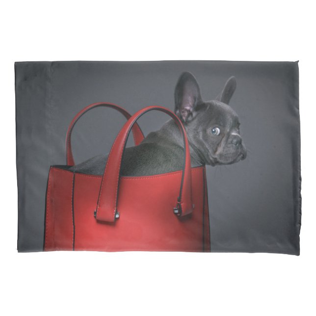 Funda De Cojín Cutest Baby Animals | French Bulldog Red Hand Bag (Anverso)