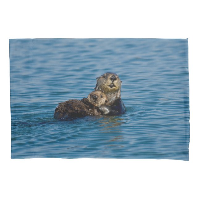 Funda De Cojín Cutest Baby Animals | Mother & Baby Sea Otter (Anverso)