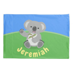 Funda De Cojín Cuto feliz koala saludando al ilustracion personal