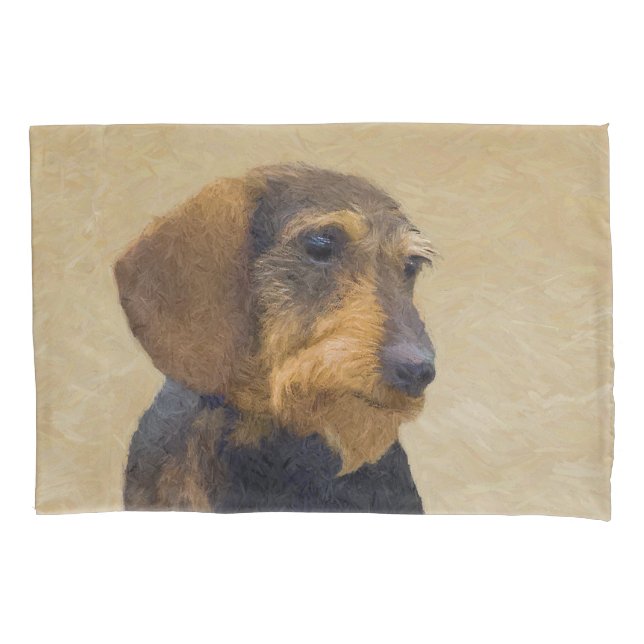 Funda De Cojín Dachshund (Caballo alambrado) Pintura original de  (Anverso)