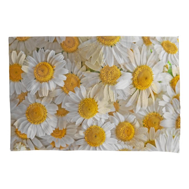 Funda De Cojín Daisies blancos: Hermoso fondo floral (Anverso)