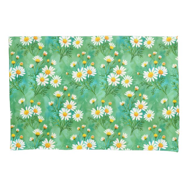 Funda De Cojín Daisy Whispers – Patrón de prado al acuarela (Anverso)