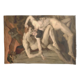 Funda De Cojín Dante y Virgil en el Infierno (por Bouguereau)