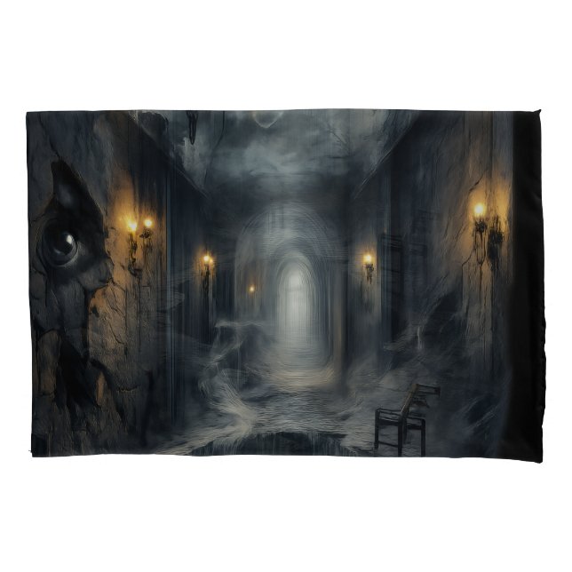 Funda De Cojín Dark Haunted fantasy Corridor with Moonlit Sky  (Anverso)