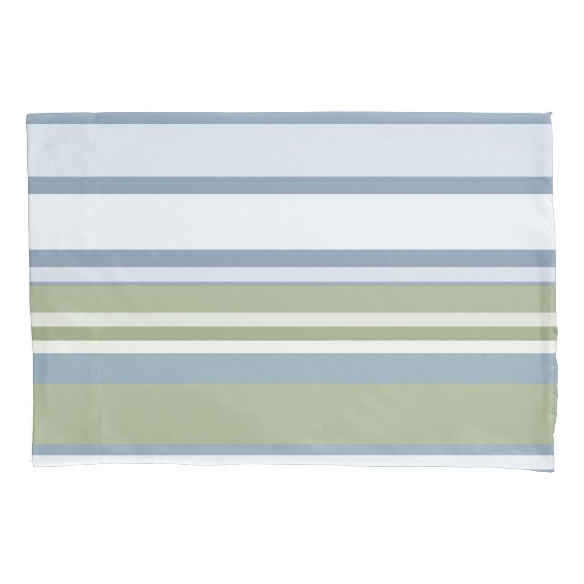 Funda De Cojín Dark Pastel Blue and Spring Rain Stripes (Anverso)