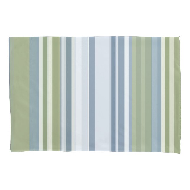 Funda De Cojín Dark Pastel Blue and Spring Rain Stripes (Anverso)