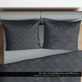 Funda De Cojín Dark Stars Celestial Negro Reversible