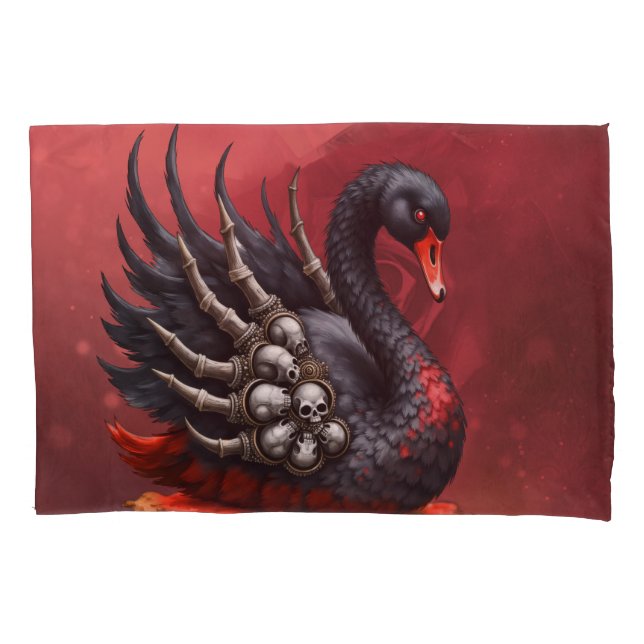 Funda De Cojín Dark Swan of Bones – Gothic Elegance  (Anverso)