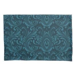 Funda De Cojín Dark teal floral damask pattern