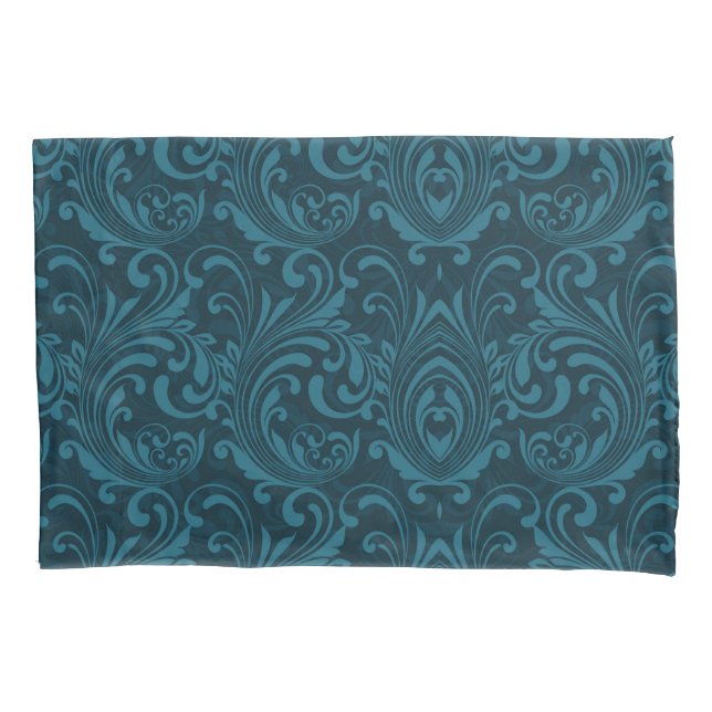Funda De Cojín Dark teal floral damask pattern (Anverso-izquierdo)