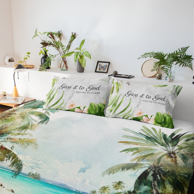 Funda De Cojín Dáselo a Dios y duérdalo | Cristiano floral (Subido por el creador)