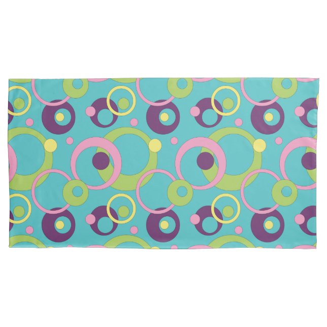 Funda de cojín de círculos azules funky (Anverso)