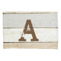 Funda de cojín de madera rústica y letra