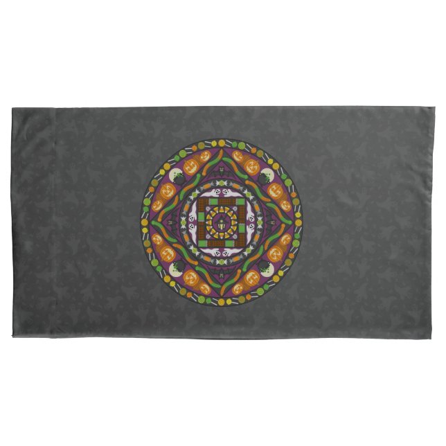 Funda de cojín de mandala de trucos y golosinas (Anverso)