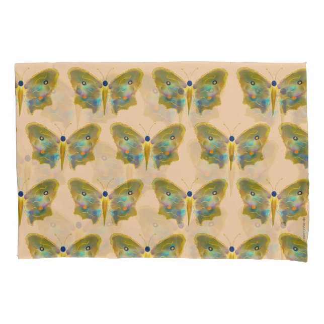Funda de cojín de mariposa “Bosque Dorado” (Anverso)