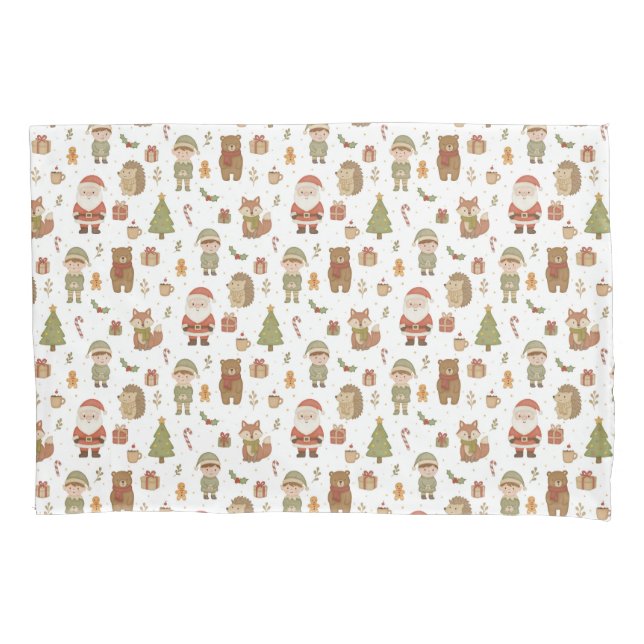Funda de cojín de Navidad de bosque dibujada a man (Anverso)