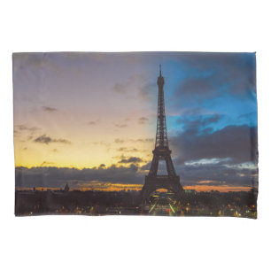 Funda De Cojín De noche a día sobre la torre Eiffel de Trocadero