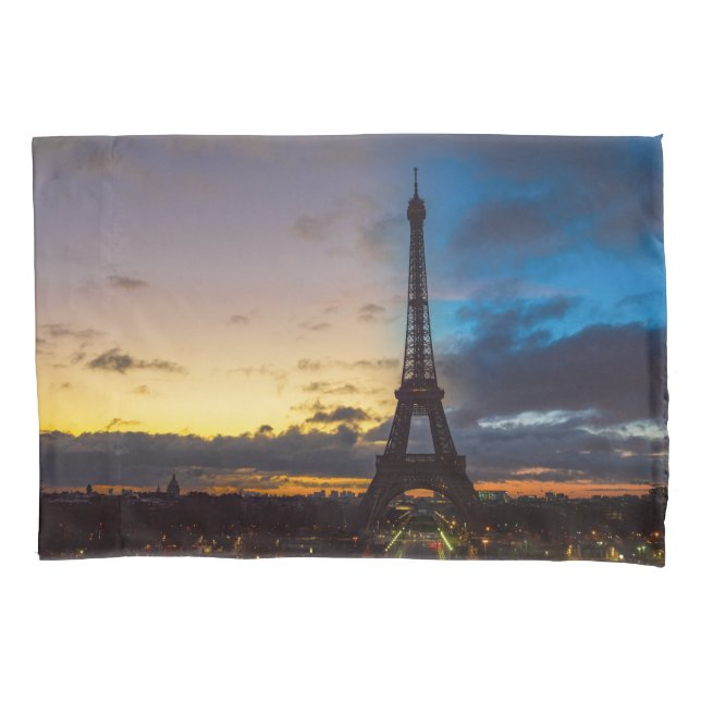 Funda De Cojín De noche a día sobre la torre Eiffel de Trocadero (Anverso)