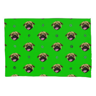 Funda de cojín de Pug Verde