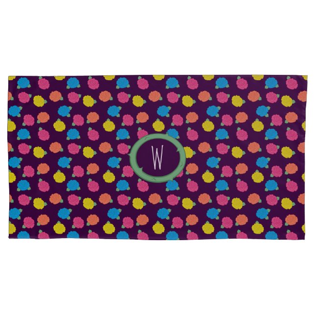 Funda de cojín de rosas de neón (Anverso)