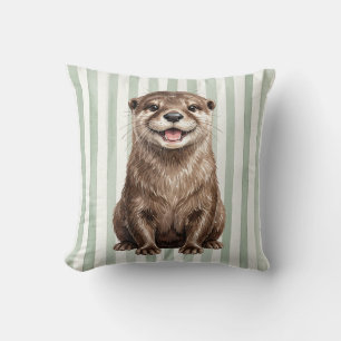 Funda de cojín decorativo de nutria de río