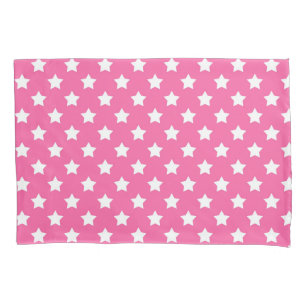 Funda De Cojín Decorativo del patrón de estrellas blancas rosadas