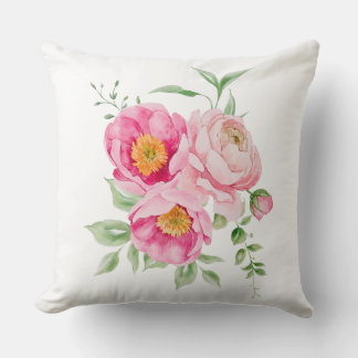 Funda de cojín decorativo floral de peonía rosa ac