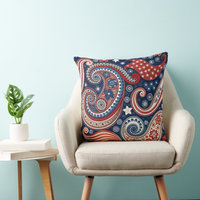 Funda de Cojín decorativo Patriotic Paisley (Silla)
