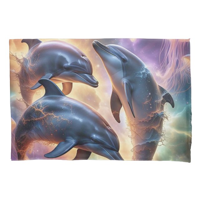 Funda De Cojín Delfines cósmicos y medusas en el espacio (Anverso-izquierdo)