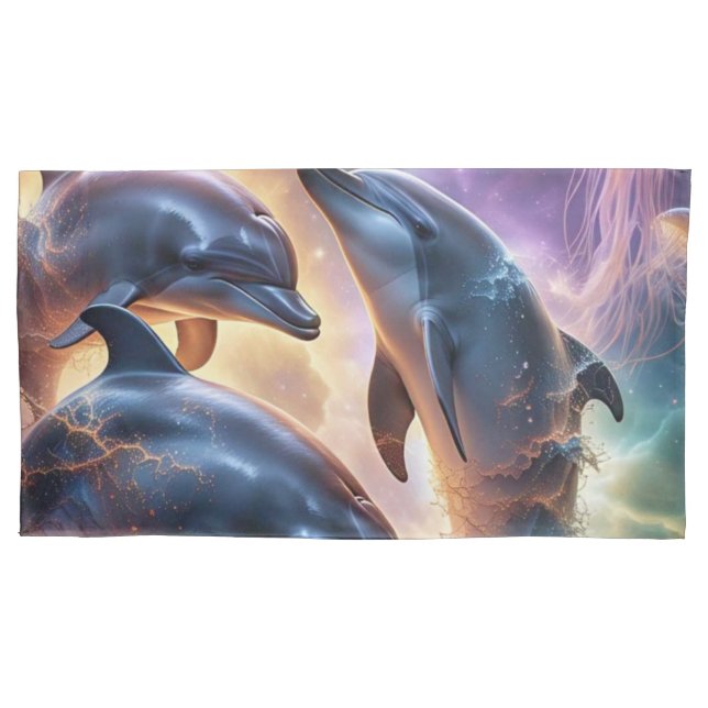 Funda De Cojín Delfines cósmicos y medusas en el espacio (Anverso-izquierdo)