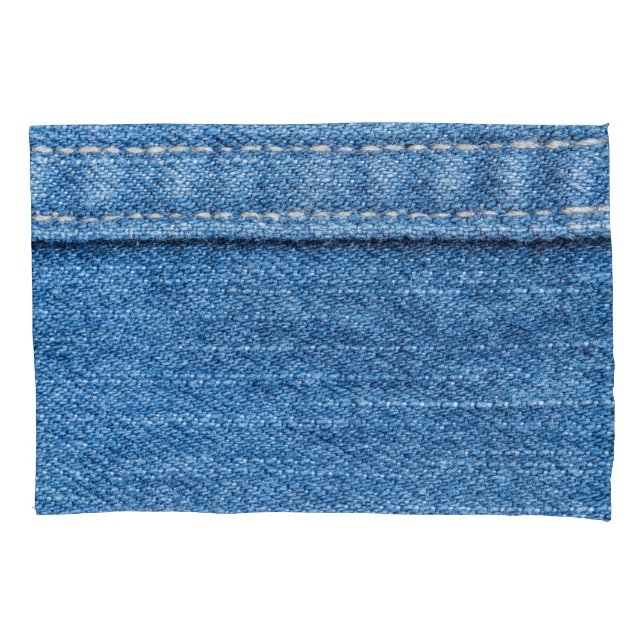 Funda De Cojín Denim Blue: Textura clásica de jeans. (Anverso)
