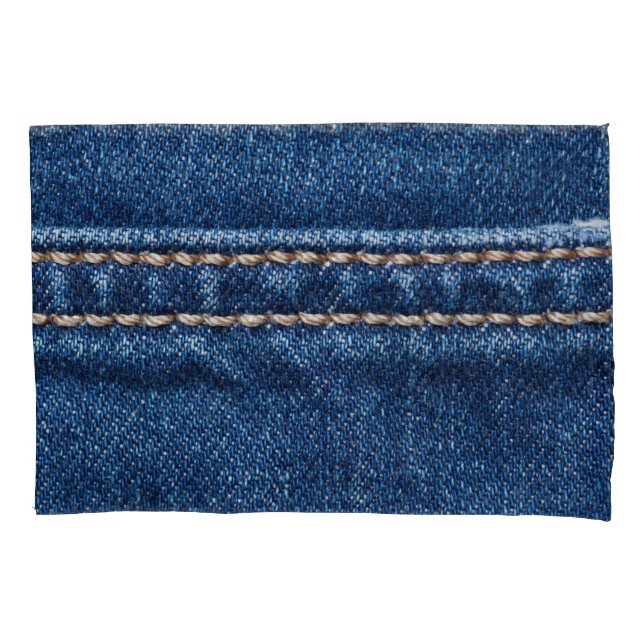 Funda De Cojín Denim con título: textura de jeans cerrados. (Anverso)